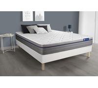 Ensemble Matelas Ressorts Ensaches+Memoire De Forme Actiflex Zen 160x200 Maxi Epaisseur 7zones De Confort + Sommier Kit Blanc