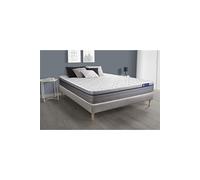 Ensemble matelas Ressorts ensaches+Memoire de forme ACTIFLEX ZEN 200x200 Maxi epaisseur 7zones de confort + sommier KIT gris