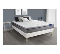 Ensemble Matelas Ressorts Ensaches+Memoire De Forme Actiflex Zen 200x200 Maxi Epaisseur 7zones De Confort + Sommier Kit Blanc