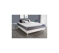 Ensemble Matelas Ressorts Ensaches+Memoire De Forme Actiflex Zen 200x200 Maxi Epaisseur 7zones De Confort + Sommier Kit Blanc