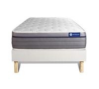 Ensemble matelas Ressorts ensaches+Memoire de forme ACTIFLEX ZEN 90x190 Maxi epaisseur 7zones de confort + sommier KIT blanc