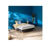 Ensemble matelas ressorts ensachés + mousse mémoire Sweety, sommier en kit déco et pieds 140x190 Anthracite