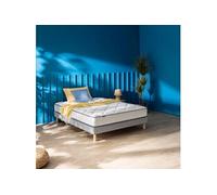 Ensemble matelas ressorts ensachés + mousse mémoire Sweety, sommier en kit déco et pieds 160x200 Gris clair