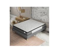 Ensemble matelas ressorts ensachés + sommier 180x200cm, Matelas 30cm d'épaisseur accueil mémoire de forme et sommier tissu gris
