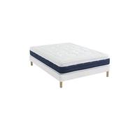 Someo - Ensemble Matelas Ressorts et mémoire de Forme, sommier Constellation et Pieds Rêve 600 140x200 en Bois - Blanc