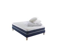 Someo - Ensemble Matelas Ressorts et mémoire de Forme, sommier, Pieds, Couette et Oreiller Rêve 600 160x200 en Bois - Blanc