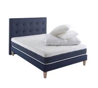 Ensemble matelas ressorts et mémoire de forme, sommier, pieds, tête de lit, couette et oreiller Rêve 600 - 140x190