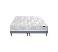 Ensemble Matelas Ressorts + Memoire De Forme Odyssee + Sommier 2x90x200 Bleu Denim