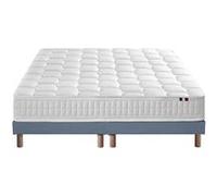 Ensemble Matelas Ressorts + Memoire De Forme Odyssee + Sommier 2x90x200 Bleu Denim G