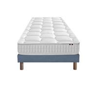 Ensemble Matelas Ressorts + Memoire De Forme Odyssee + Sommier 90x190 Bleu Denim