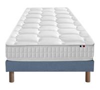 Ensemble Matelas Ressorts + Memoire De Forme Odyssee + Sommier 90x190 Bleu Denim G