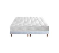 Ensemble Matelas Ressorts + Mémoire de forme ODYSSEE + Sommier - Dimensions - 2x80 x 200 cm, Sommier - Blanc