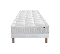 Ensemble Matelas Ressorts + Mémoire de forme ODYSSEE + Sommier - Dimensions - 90 x 190 cm, Sommier - Blanc