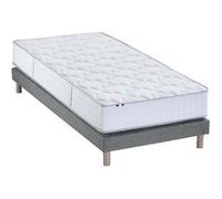 Ensemble Matelas Ressorts + Mémoire de forme ODYSSEE + Sommier - Made in France Dimensions - 90 x 190 cm, Sommier - Gris chiné G