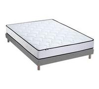 Ensemble Matelas Ressorts + Mémoire de forme + sommier ELOISE 140x190cm Gris chiné. G