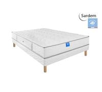 Ensemble Matelas Sardem Belle Literie Intimité + Sommier Tapissier 160x200 Blanc