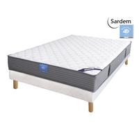 Ensemble Matelas Sardem Belle Literie Passion Visco + Sommier Tapissier 120x190 Blanc
