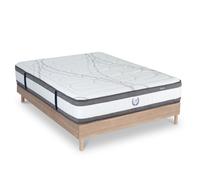 Ensemble Matelas Signature Ressorts ensachés Accueil mémoire et sommier kit bois - 160 x 200 cm