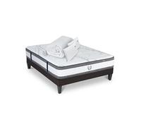 Ensemble Matelas Signature Ressorts ensachés Accueil mémoire + sommier gris + accessoires -140 x 200