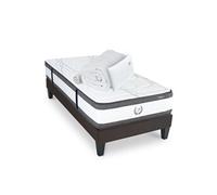 Ensemble Matelas Signature Ressorts ensachés Accueil mémoire + sommier gris+accessoires -90 x 190 cm