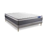 Ensemble Matelas Sommier 120x190 cm - Sommier Gris (en kit) - Actilatex Plus