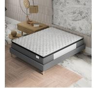 NOVEMBER- Ensemble Matelas + sommier (120 x 190cm)- Matelas Elekctra Ressorts ensachés & mémoire de Forme d’épaisseur 30cm + Sommier Bois Stable & Robuste revêtement Tissu Gris