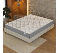 November- Ensemble Matelas + sommier (120 x 190cm)- Matelas Essem Ressorts ensachés & Mousse Haute Densité d’épaisseur 25cm + Sommier Bois Stable & Robuste revêtement Tissu Blanc