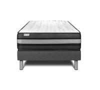 Ensemble Matelas Sommier 120x200 cm - Sommier Gris (en kit) - Vital Power Zen Gris