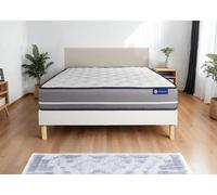 Ensemble Actiflex pur 130x190cm + sommier KIT blanc - 20cm - Ressorts ensachs - Tonique - Sommier kit Blanc
