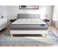 Ensemble Matelas Sommier 130x190 cm - Actimemo Night - Sommier Kit Blanc