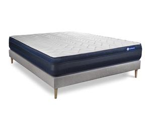 Ensemble Matelas Sommier 135x190 cm - Sommier Gris (en kit) - Actimemo Tech