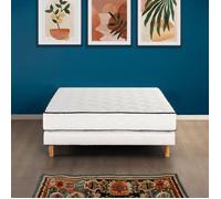 Ensemble matelas sommier 140 x 190 cm Hauteur 19 cm - ressorts ensachés - 7 zones - réversible - fabriqué en Belgique - DEKO DREAM