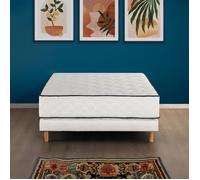 Ensemble matelas sommier 140 x 190 cm Hauteur 27 cm - ressorts ensachés - 7 zones - réversible - fabriqué en Belgique - DEKO DREAM