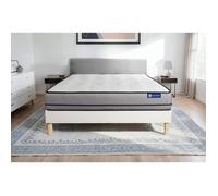 Ensemble Matelas Sommier 140x190 cm - Sommier Blanc (en kit) - Actimemo Night