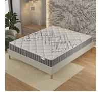 Ensemble matelas + Sommier (140x190cm)- Eliha Ressorts ensachés & Mousse Hdensité Ép 20cm + Sommier Bois stable, Tissu Blanc