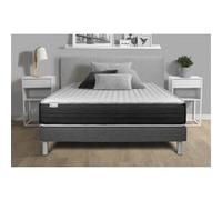 Ensemble Matelas Sommier 140x200 cm - Sommier Gris (en kit) - Vitalmemo One Gris