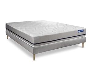 Ensemble Matelas Sommier 150x190 cm - Sommier Gris (en kit) - Actimemo Soft