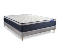 Ensemble Matelas Sommier 150x200 cm - Sommier Gris (en kit) - Actilatex Max