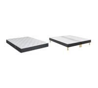 Ensemble Matelas Sommier 160 x 200 Vitality 2.1 160x200 2 sommiers gris foncé pieds