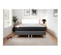 Ensemble matelas 160 x 200 cm Mousse polyuréthane à mémoire de forme VITALMEMO ONE - 24 cm - Ferme - sommier Gris