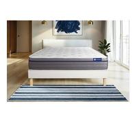 Ensemble matelas Ressorts ensaches+Memoire de forme ACTIFLEX ZEN 160x200 Maxi epaisseur 7zones de confort + sommier KIT blanc