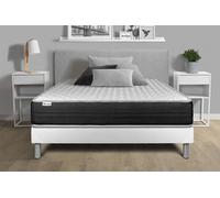 Ensemble matelas et sommier VITALIT Ensemble matelas 160 x 200 cm Mousse polyuréthane à mémoire de forme VITALMEMO ONE - 24 cm - Ferme - sommier Blanc