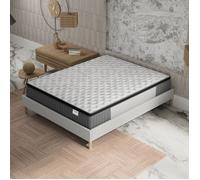 Ensemble matelas + Sommier (160x200cm)- Elekctra Ressorts ensachés & mémoire de Forme Ép 30cm + Sommier Bois stable, Tissu Blanc