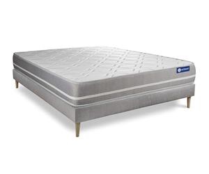 Ensemble Matelas Sommier 160x210 cm - Sommier Gris (en kit) - Actilatex Touch