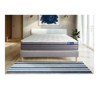 Ensemble matelas Ressorts ensaches+Memoire de forme ACTIFLEX ZEN 180x200 Maxi epaisseur 7zones de confort + sommier KIT gris