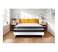 Ensemble Matelas Sommier 180x200 cm - Sommier Blanc (en kit) - Vital Power Zen Blanc