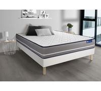 Ensemble Actilatex pur 180x210cm + sommier KIT blanc - 20cm - Latex et mmoire de forme - Tonique - Sommier kit Blanc