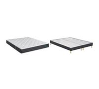 Ensemble Matelas Sommier 2 x 90 x 200 Vitality 2.1 180x200 + 2 sommiers gris fumé pieds