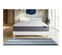 Ensemble matelas Ressorts ensaches+Memoire de forme ACTIFLEX ZEN 200x200 Maxi epaisseur 7zones de confort + sommier KIT blanc