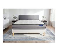 Ensemble matelas ACTIFLEX NIGHT 200x200cm RESSORTS ENSACHES 3zones de confort + sommier KIT blanc